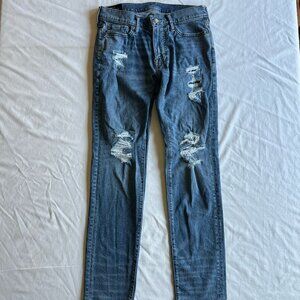 Abercrombie & Fitch Vintage Light Wash Distressed Skinny Jeans - Men's 29Wx30L